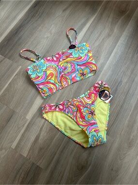 NWT No boundaries Floral Swirl psychedelic Tankini Set - Bright Multicolor